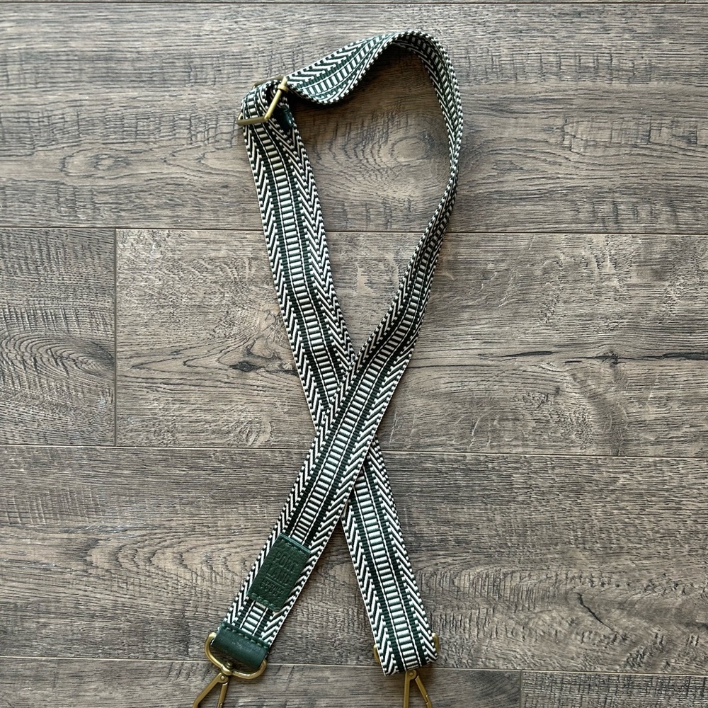 Green and White Herringbone Strap